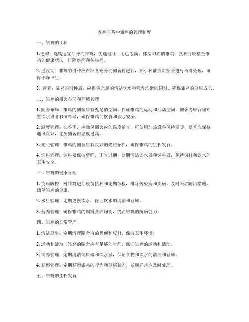 养鸡干货中雏鸡的管理制度