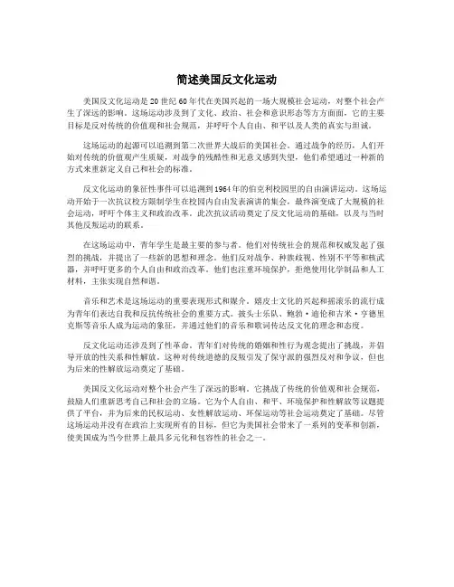 简述美国反文化运动