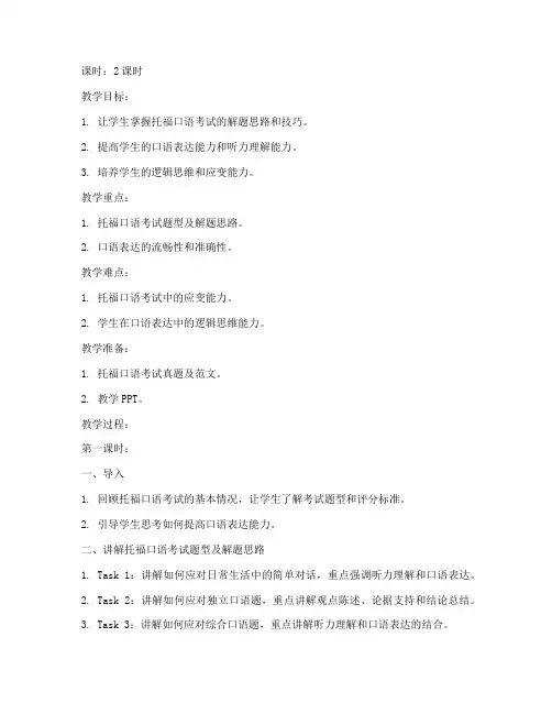 托福口语串讲教案模板范文
