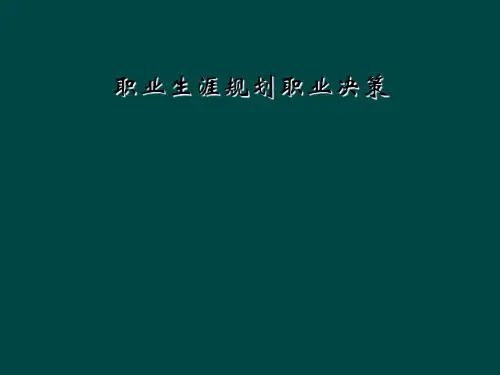 职业生涯规划职业决策