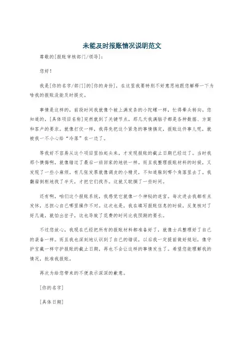 未能及时报账情况说明范文