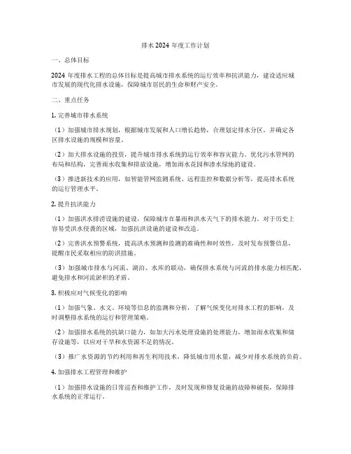 排水2024年度工作计划