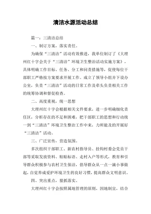 清洁水源活动总结