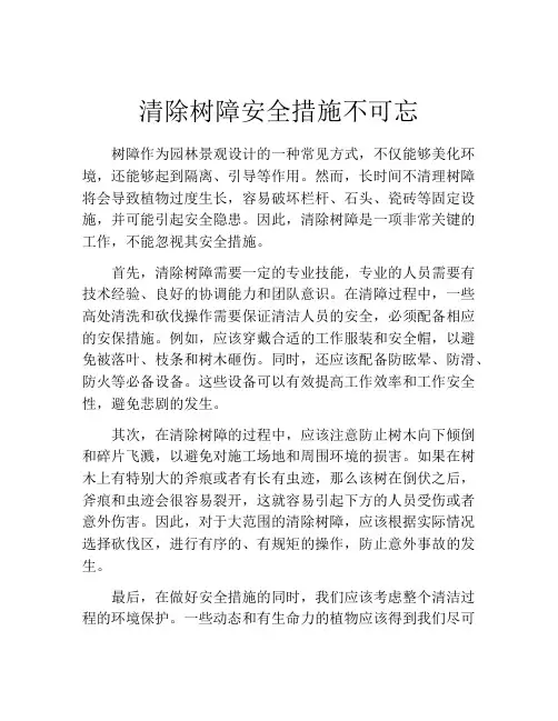 清除树障安全措施不可忘