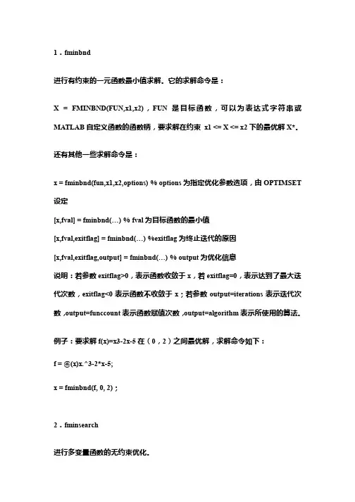 matlab优化函数详解