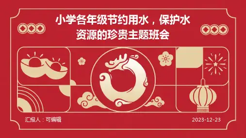 小学各年级, 节约用水,保护水资源的珍贵,主题班会ppt