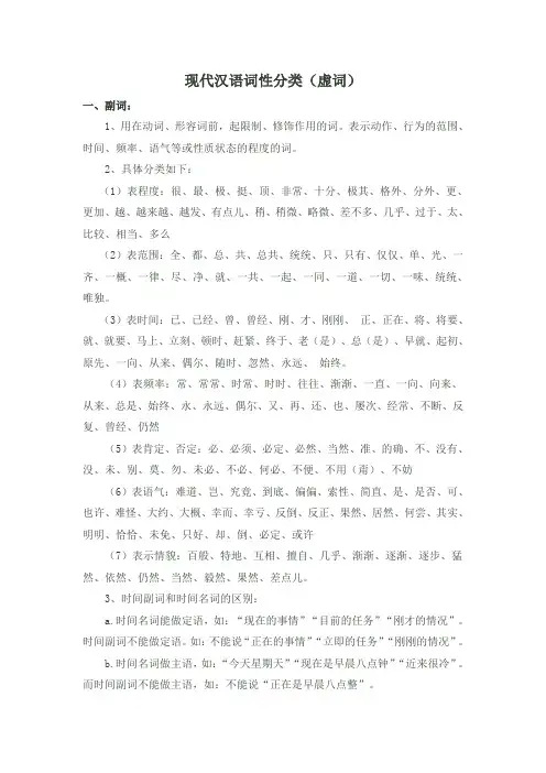 现代汉语词性分类(虚词)