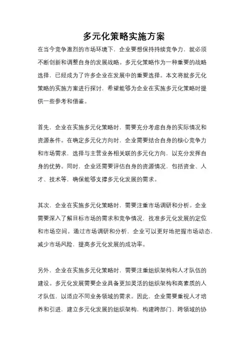 多元化策略实施方案