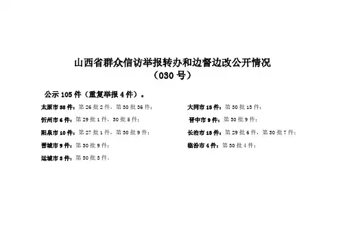 山西群众信访举报转办和边督边改公开情况