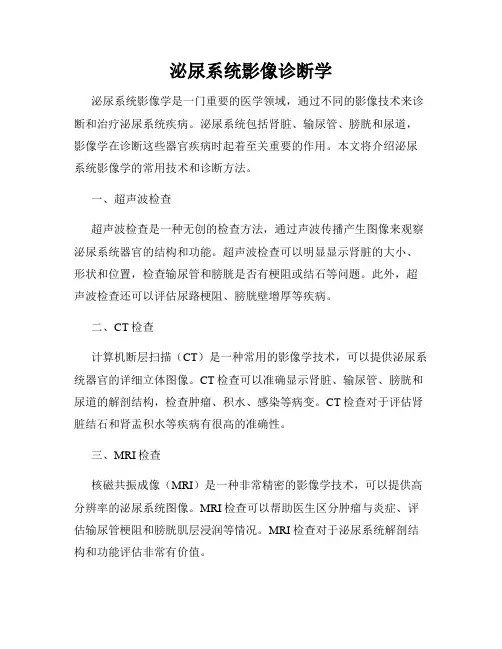 泌尿系统影像诊断学
