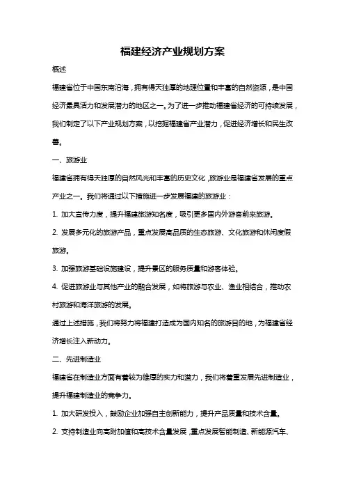 福建经济产业规划方案