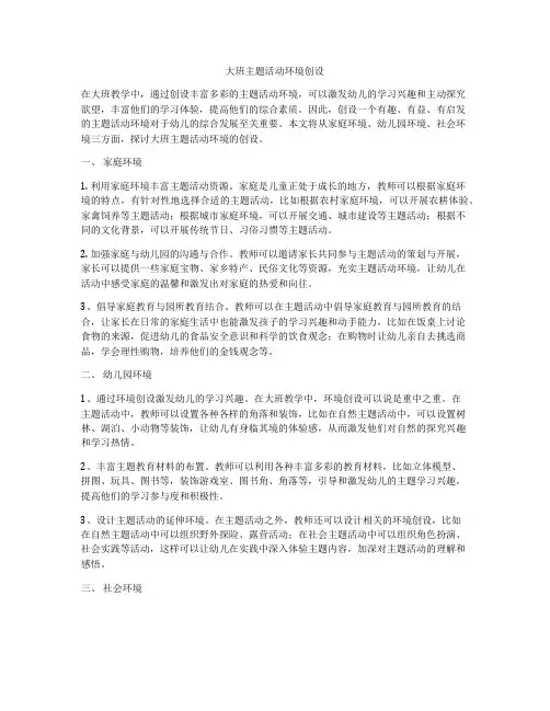 大班主题活动环境创设