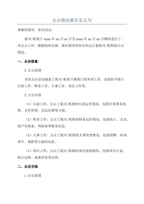 公示情况报告怎么写
