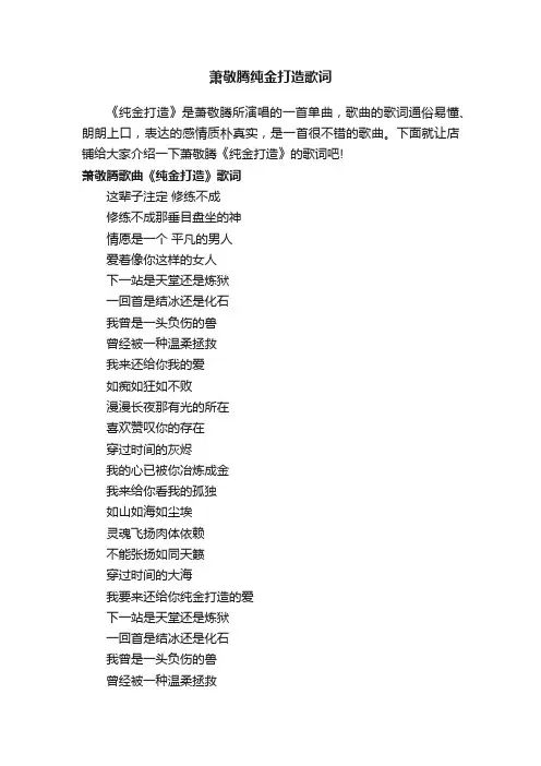 萧敬腾纯金打造歌词