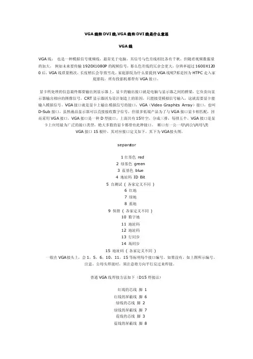 VGA线和DVI线的区别