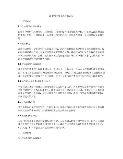 政治哲学知识点框架总结