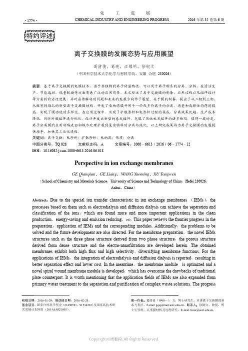 离子交换膜的发展态势与应用展望