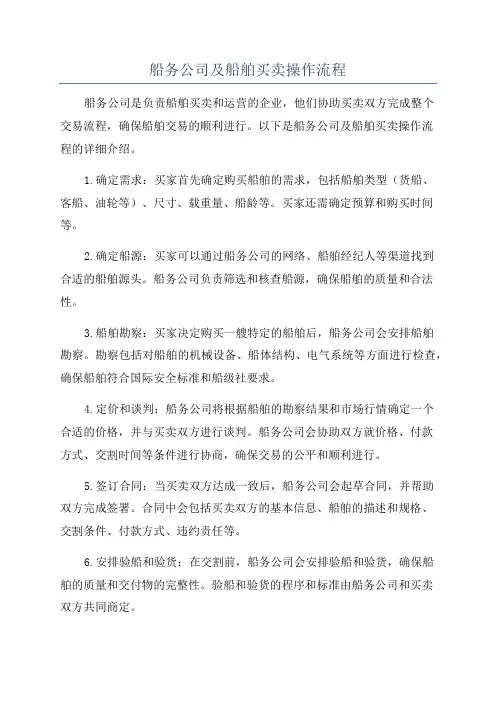 船务公司及船舶买卖操作流程
