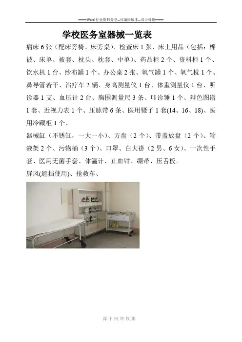 学校医务室器械一览表