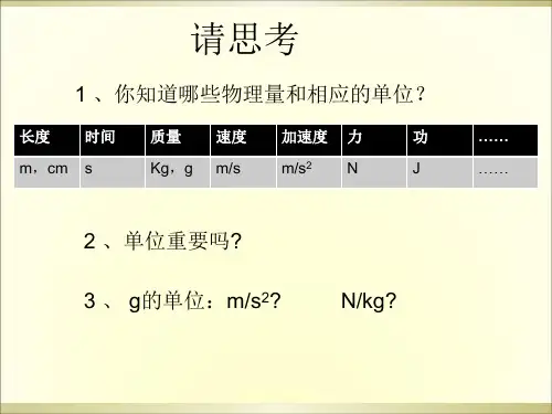 物理人教版必修第一册4.4力学单位制共13张ppt