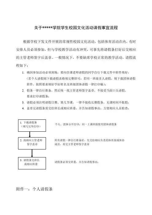 关于校园文化活动请假流程及请假条