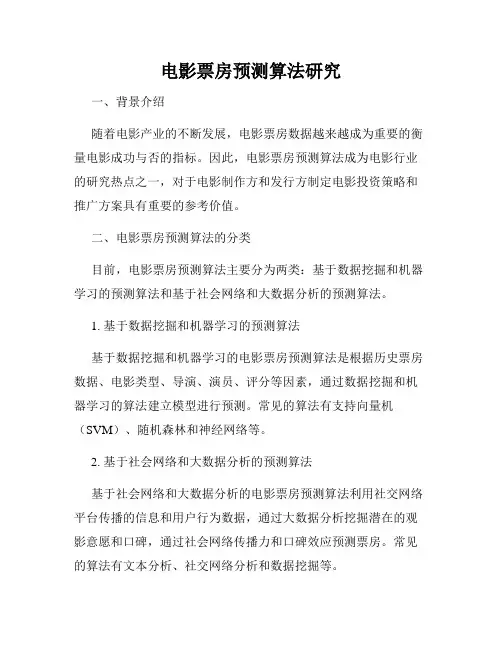 电影票房预测算法研究