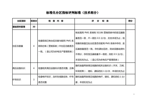 江西省电力公司标准化台区指标评判标准