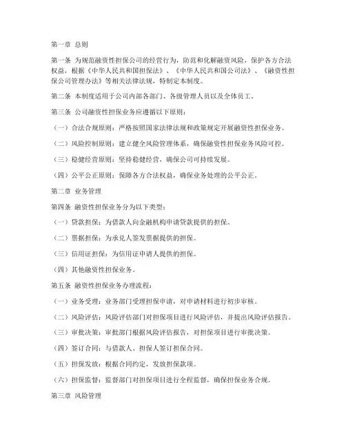 融资性担保公司管理制度