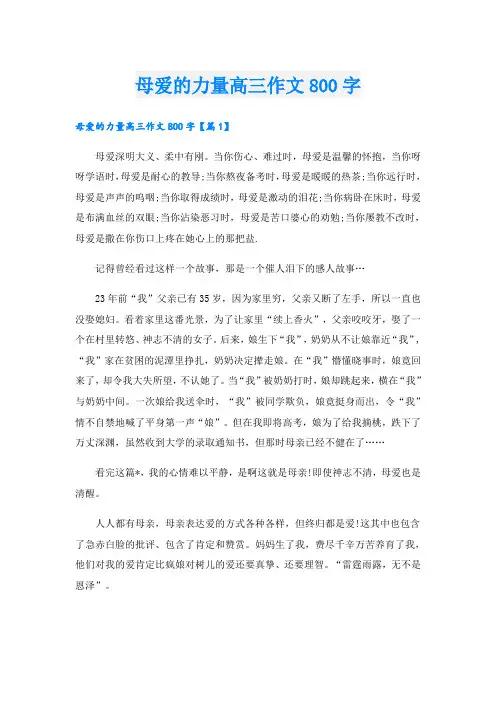 母爱的力量高三作文800字