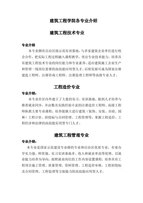 建筑工程学院8个专业介绍
