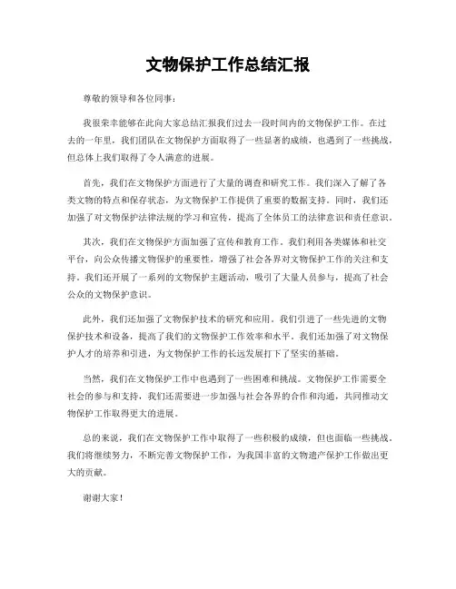 文物保护工作总结汇报