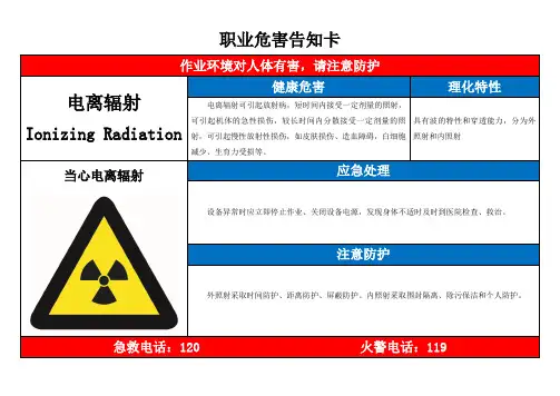 电离辐射职业危害告知卡