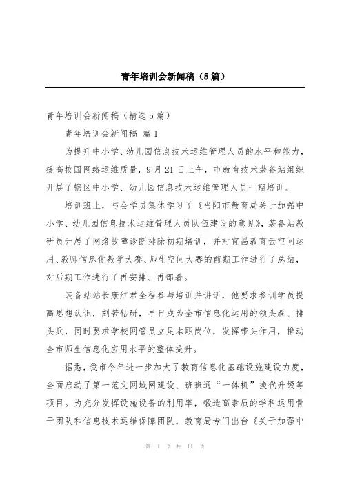 青年培训会新闻稿(5篇)