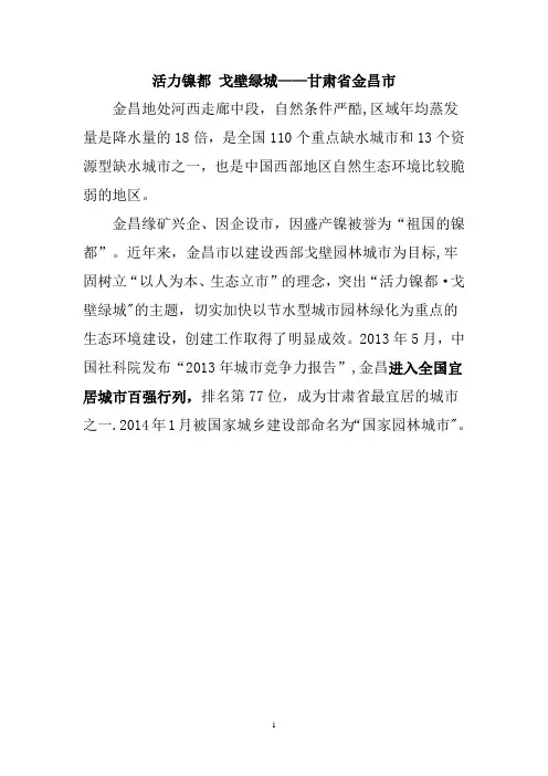 活力镍都-戈壁绿城——甘肃省金昌市【范本模板】