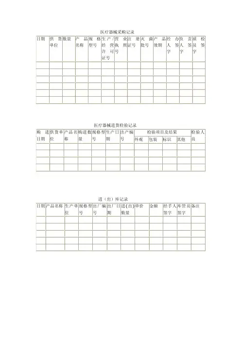 医疗器械采购、验收、进出库等记录