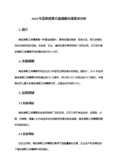 2024年高密度聚乙烯薄膜市场需求分析