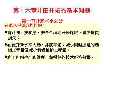 新大采矿学课件16井田开拓的基本问题
