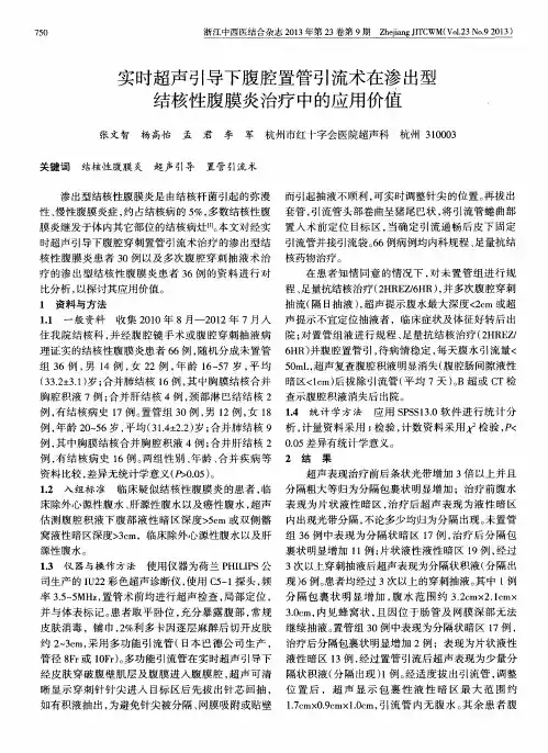 实时超声引导下腹腔置管引流术在渗出型结核性腹膜炎治疗中的应用价值