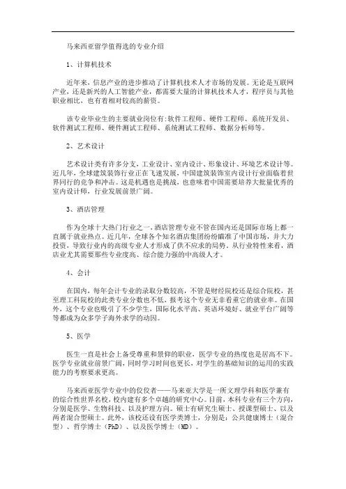 马来西亚留学值得选的专业介绍(最新)