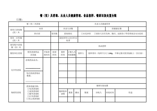 餐(饮)具消毒、从业人员健康管理、食品留样、餐厨垃圾处置台账