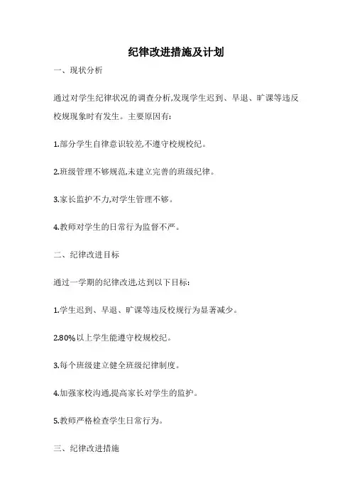 纪律改进措施及计划
