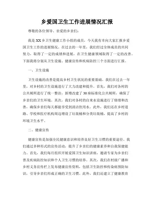 乡爱国卫生工作进展情况汇报