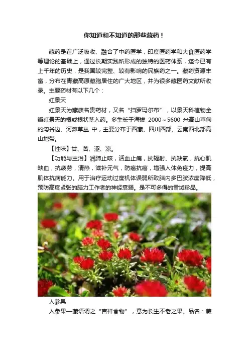 你知道和不知道的那些藏药！