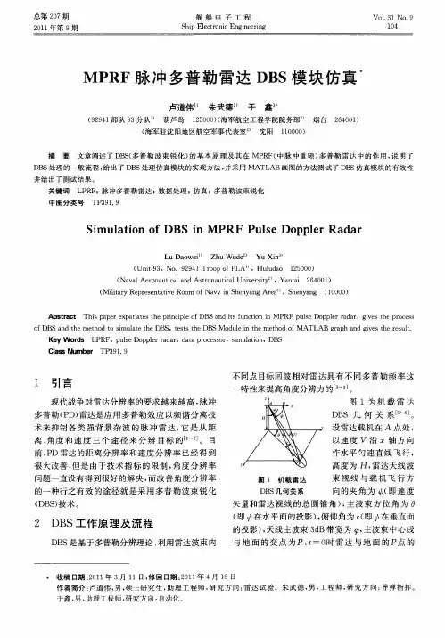 MPRF脉冲多普勒雷达DBS模块仿真