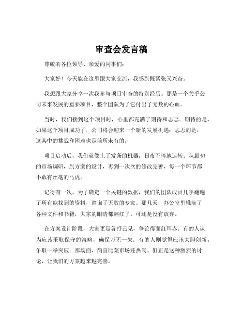审查会发言稿