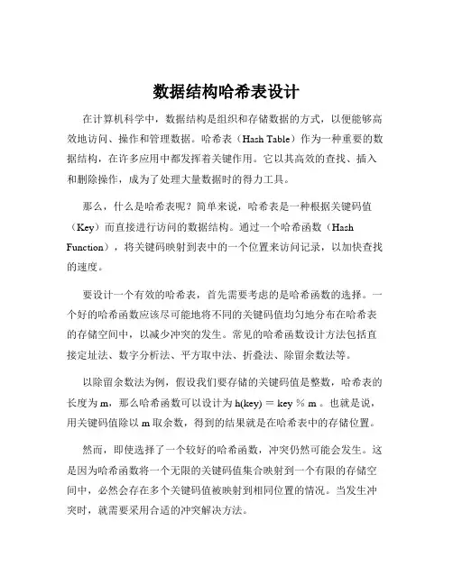数据结构哈希表设计