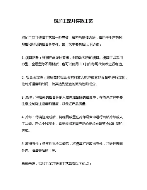 铝加工深井铸造工艺
