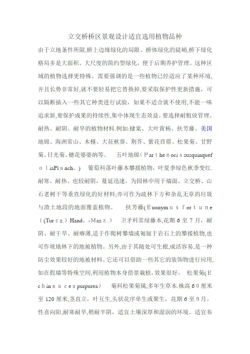 立交桥桥区景观设计适宜选用植物品种