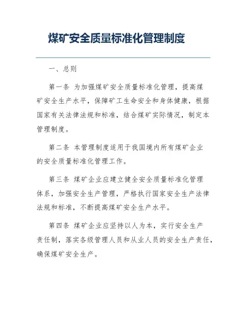煤矿安全质量标准化管理制度