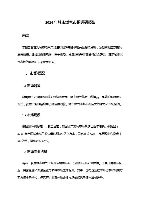 2024年城市燃气市场调研报告